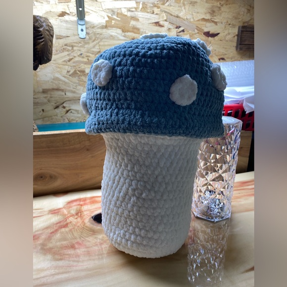 Handmade Crochet Mushroom Accent Pillow - Picture 7 of 8